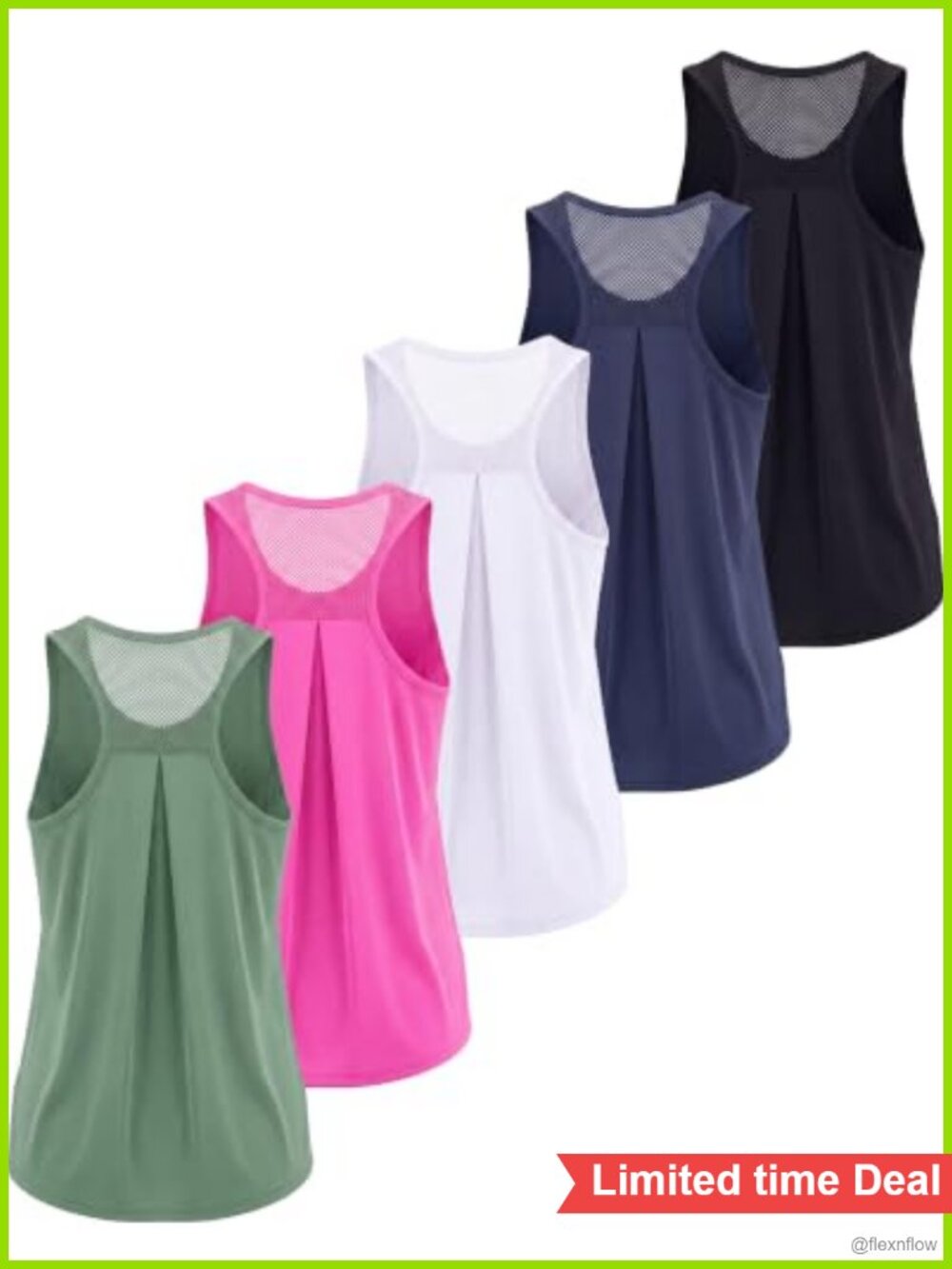 5 Pack Womens Mesh Back Racerback Tank Tops Loose Athletic Gym Yoga